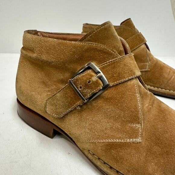VERY GOOD Mezlan Suede Chukka Boot Tan Monk Strap Buckle Made in Spain 8.5 - Picture 6 of 12